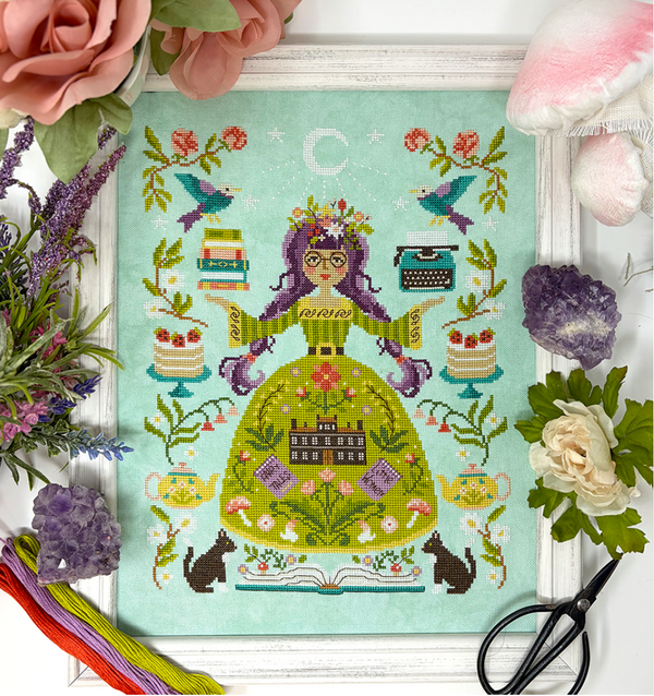 The Book Goddess Cross Stitch by Tiny Modernist - Paper Pattern