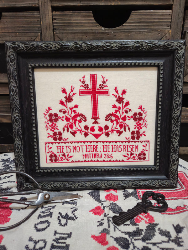 He Has Risen Cross Stitch by Quaint Rose Needlearts - Paper Pattern