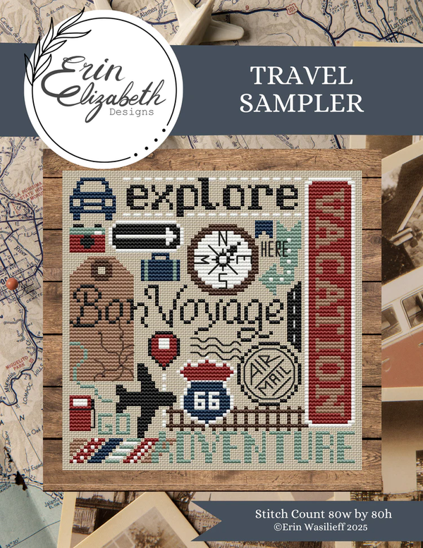 Travel Sampler Cross Stitch by Erin Elizabeth - Paper Pattern