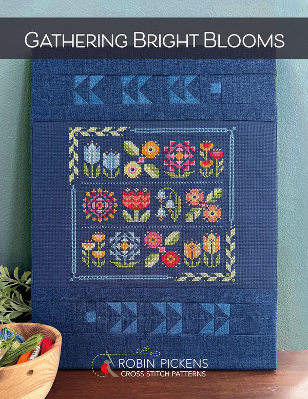 Gathering Bright Blooms Cross Stitch by Robin Pickens - Paper Pattern