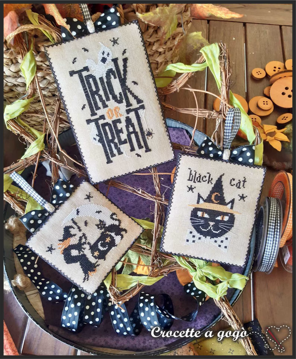 Halloween Black Set 1 Cross Stitch by Crocette A Gogò - Paper Pattern