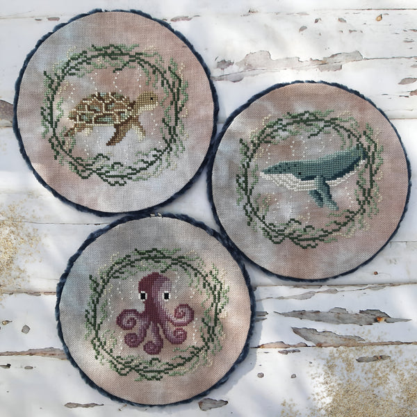 Sea Animals Trio Cross Stitch by Puntini Puntini - Paper Pattern