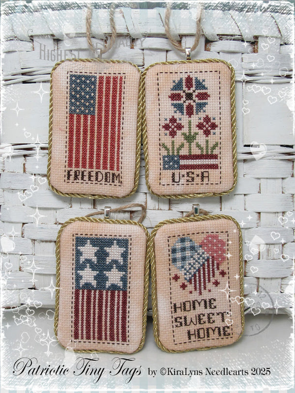 Patriotic Tiny Tags Cross Stitch by Kiralyn's Needlearts - PAPER Pattern