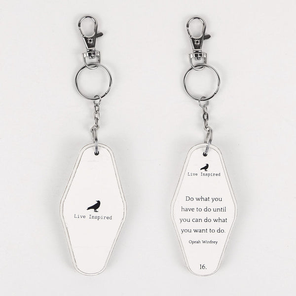 DO Keychain | white, black | 1.7x3.5x.5 rvs wd keychain | 11173