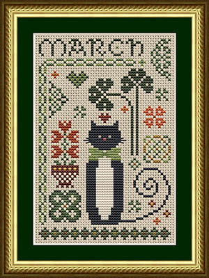 March Cat Cross Stitch by Happiness Is Heartmade - Paper Pattern