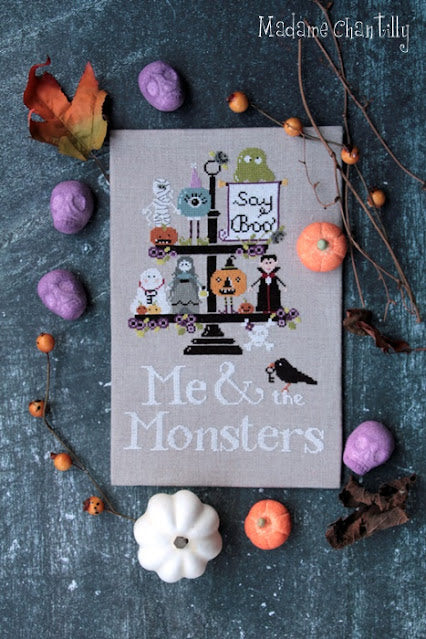 Me & the Monsters - Tiered Tray Cross Stitch by Madame Chantilly - Paper Pattern