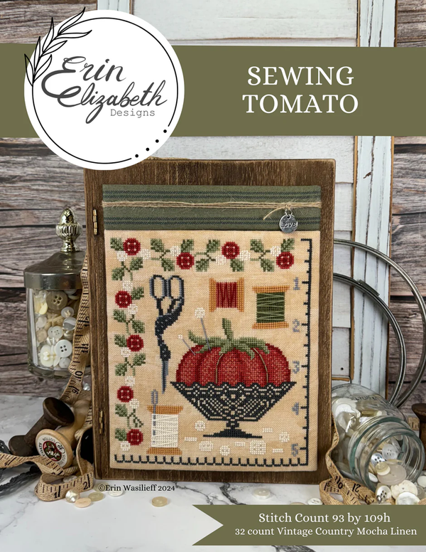 Sewing Tomato Cross Stitch by Erin Elizabeth - Paper Pattern