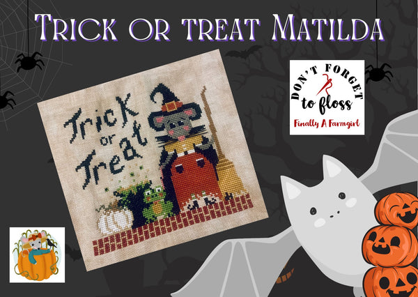 Trick or Treat Matilda Cross Stitch by Finally A Farmgirl - Paper Pattern