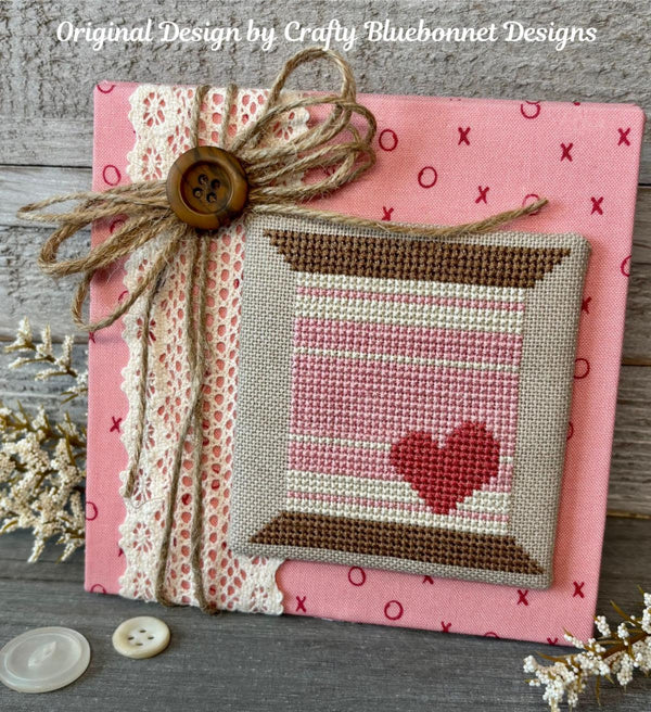 Heart with Stripes Spool Cross Stitch by Crafty Bluebonnet - Paper Pattern