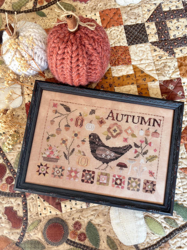 Autumn Blackbird Cross Stitch by Blueberry Ridge Designs - Paper Pattern