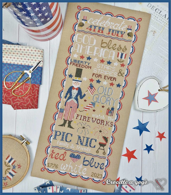 Independence Day Cross Stitch by Crocette A Gogo - Paper Pattern