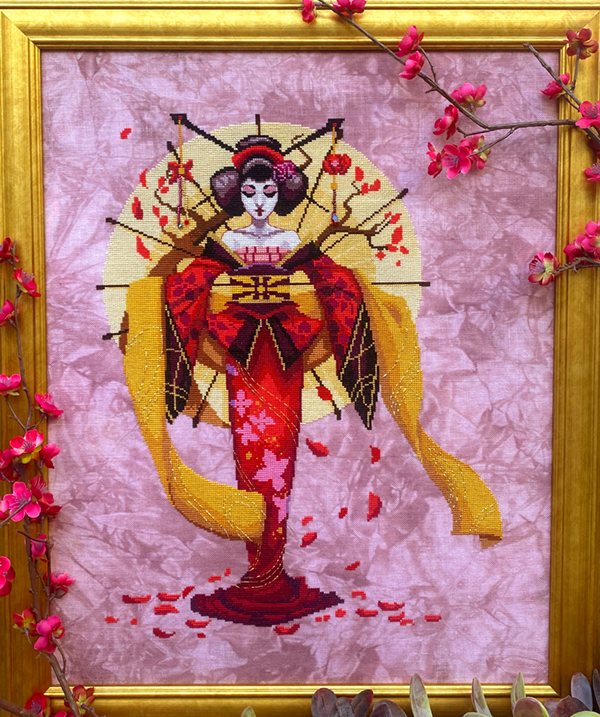 "Sakura" Geisha Cross Stitch by Autumn Lane Stitchery - Paper Pattern