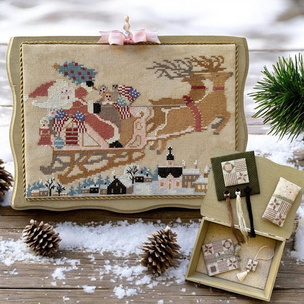 Santa's Patriotic Ewe Set Cross Stitch by Twin Peak Primitives - Paper Pattern