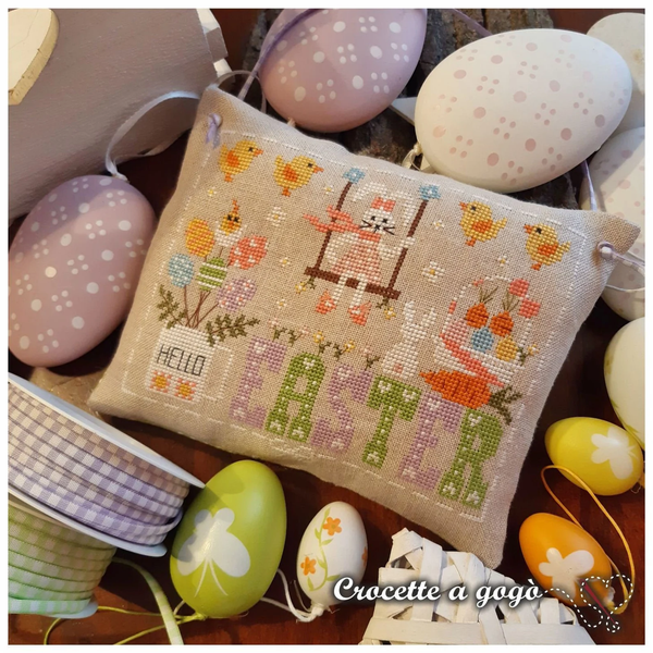 Hello Easter Cross Stitch by Crocette A Gogo - Paper Pattern