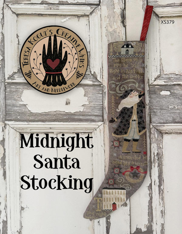 Midnight Santa Stocking Cross Stitch by Teresa Kogut - Paper Pattern