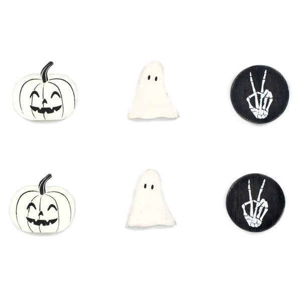 Halloween (Black & White) | Spooky Harvest Collection | 2x2x.25 wood shapes set of six | 50519