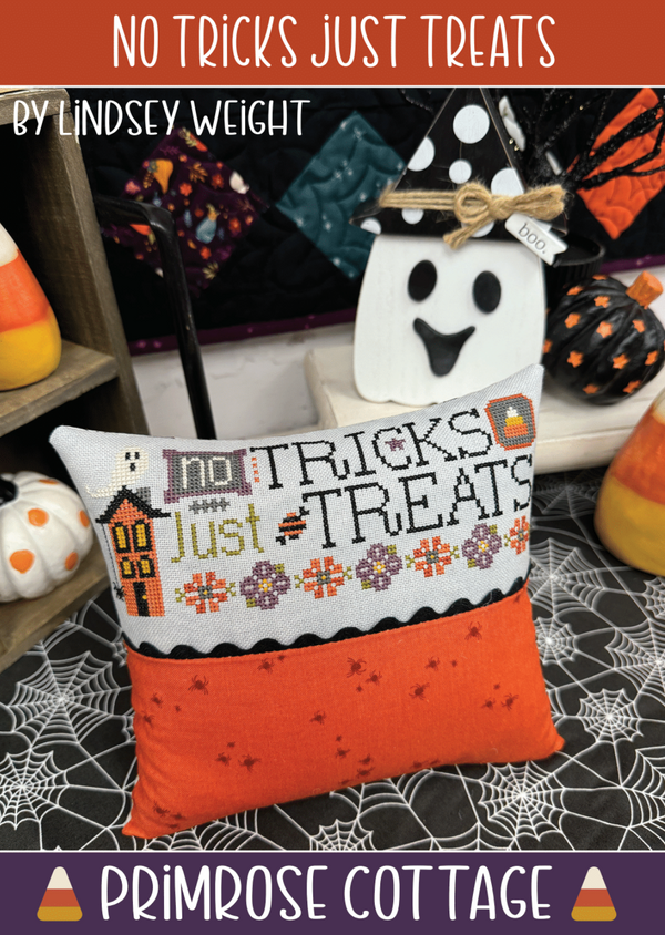 No Tricks Just Treats Cross Stitch by Lindsey Weight of Primrose Cottage Stitches - PAPER Pattern PCS-149