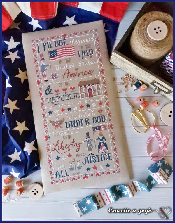 Pledge of Allegiance Cross Stitch by Crocette A Gogo - Paper Pattern