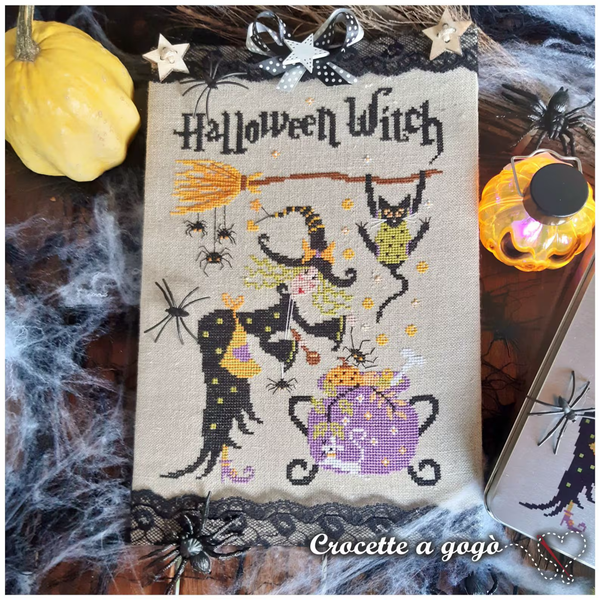 Halloween Witch Cross Stitch by Crocette A Gogò - Paper Pattern