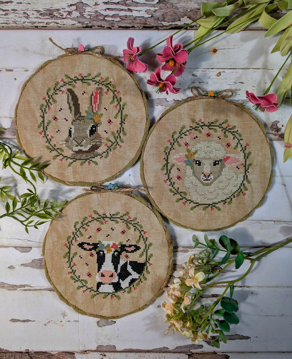 Spring Animals Trio Cross Stitch by Puntini Puntini - Paper Pattern