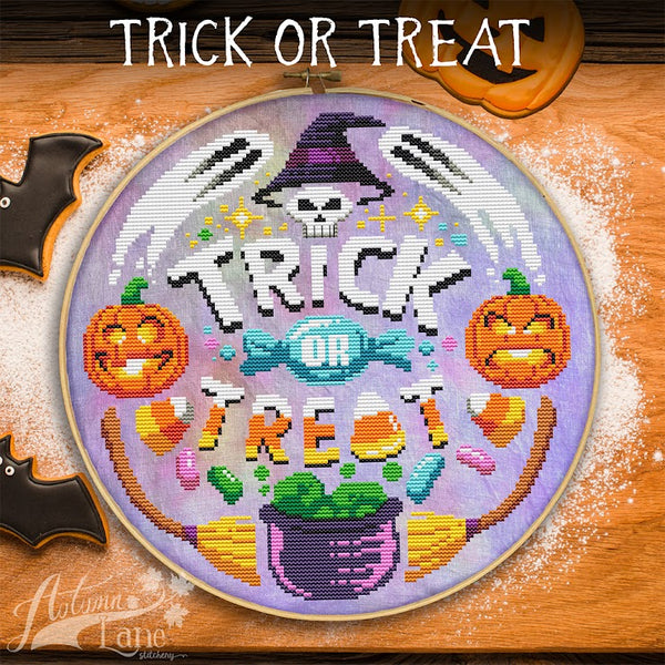 Trick or Treat Cross Stitch by Autumn Lane Stitchery - Paper Pattern