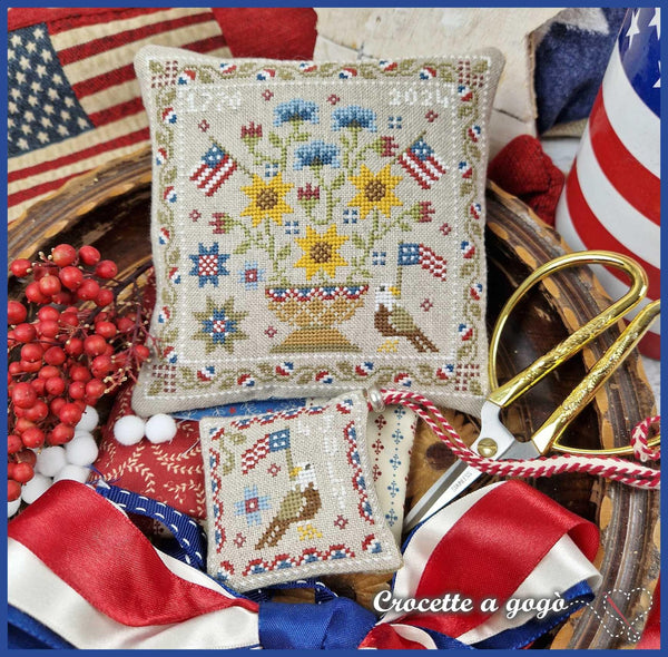 Patriotic Basket Cross Stitch by Crocette A Gogò - Paper Pattern