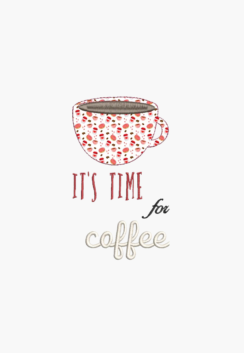 TIME FOR COFFEE – Machine Embroidery Design – Instant Download