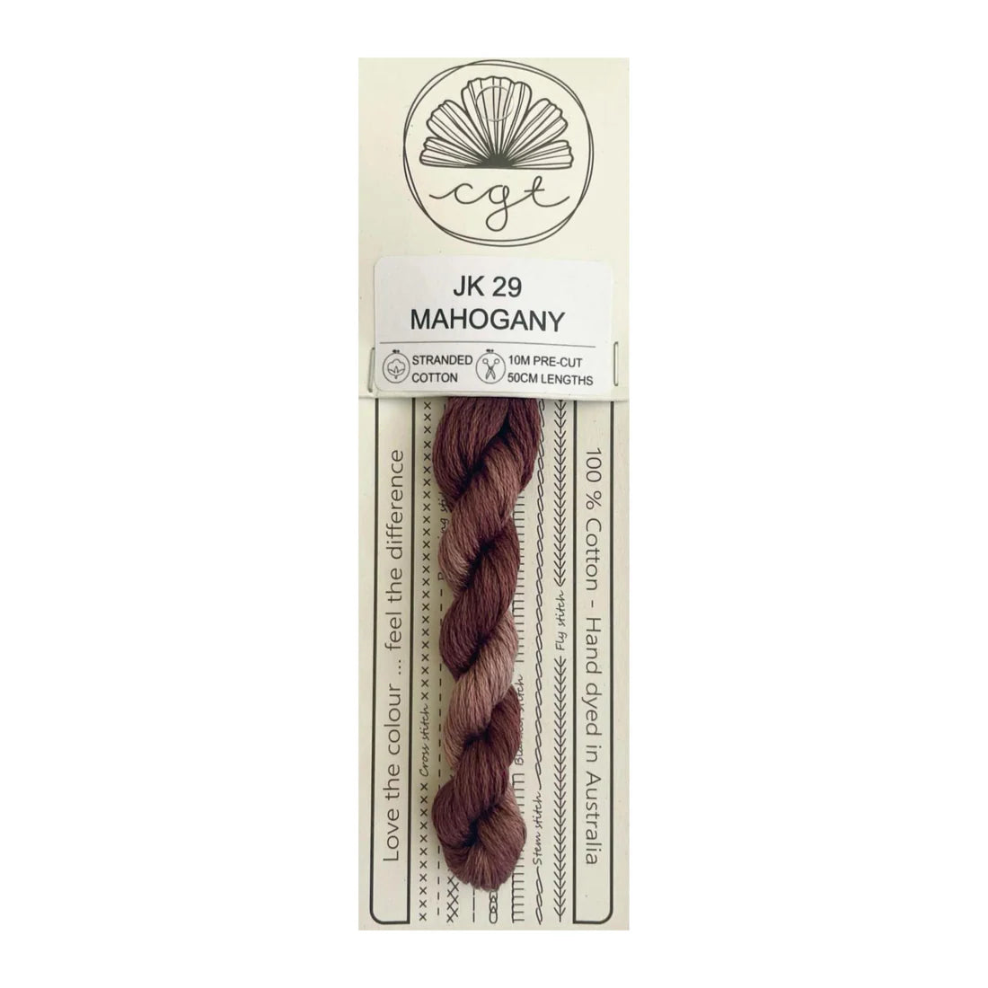 Mahogany JK28 Cottage Garden Thread Pre-Cut 6 Stranded Hand Dyed Embroidery Floss