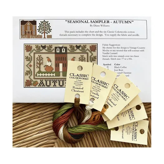 Seasonal Sampler - Autumn Cross Stitch Pattern With ThreadLittle House Needleworks