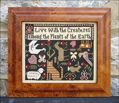 Live With The Creatures Cross Stitch Pattern by Carriage House Samplings