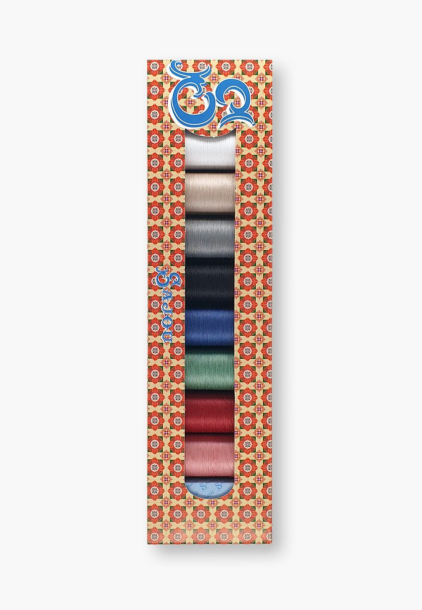 Maison Sajou – Box of 8 Patchwork Thread Spools, Popular Tones