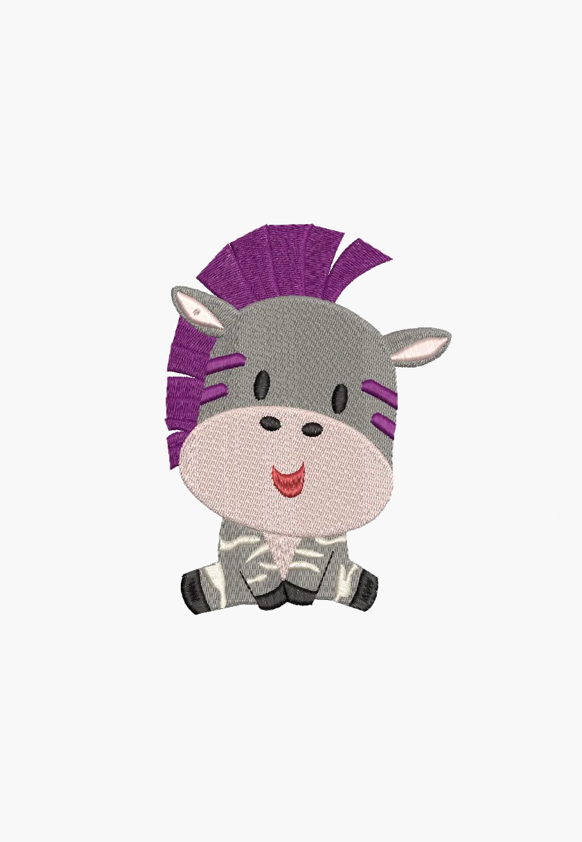 PUNK CUTE ZEBRA – Machine Embroidery Design – Instant Download