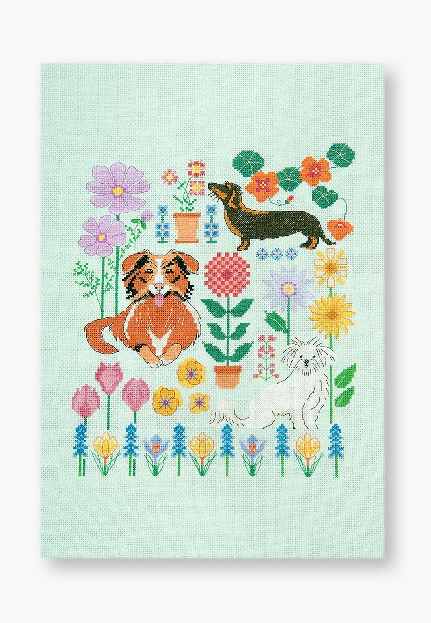 DMC – Dogs in the Garden Cross-Stitch Kit – Intermediate