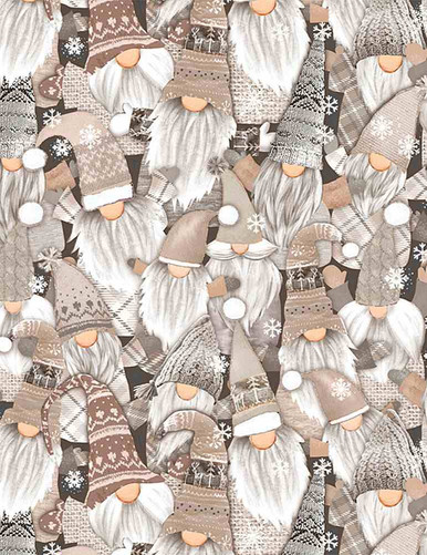 CLEARANCE Timeless Treasures - Packed White Holiday Gnomes by Gail Cadden - GAIL-C8208 - NATURAL