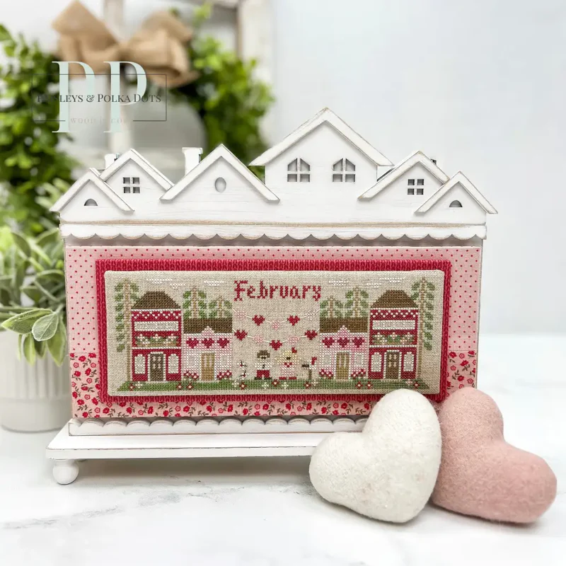 Rooftop Row Cross Stitch Display – Unfinished Wood