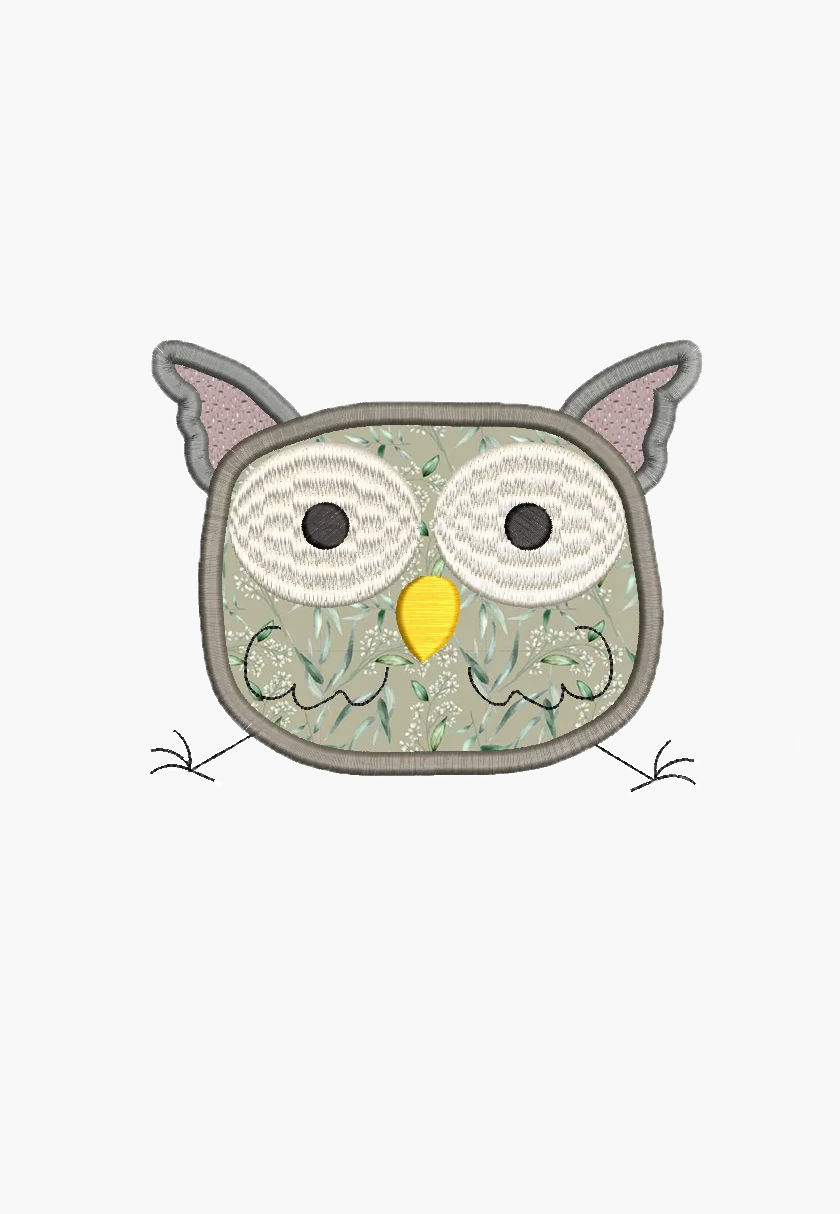 OWL APPLIQUE – Machine Embroidery Design – Instant Download