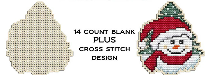 Christmas Tree Ornament-Snowman- by Cross Stitch Wonders (14Ct Blank and Pattern)