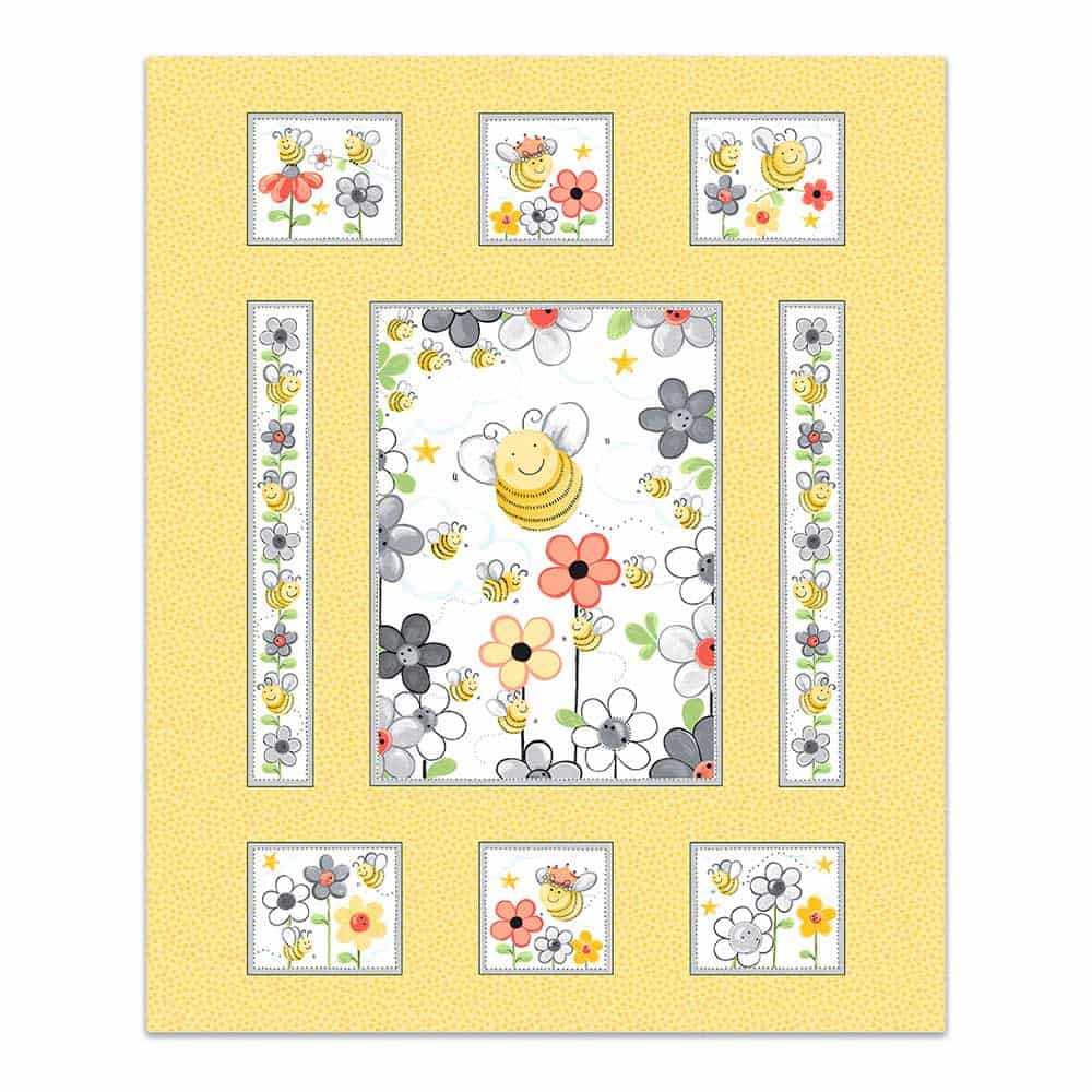 Sweet Bees Quilt Panel 36" x 43"