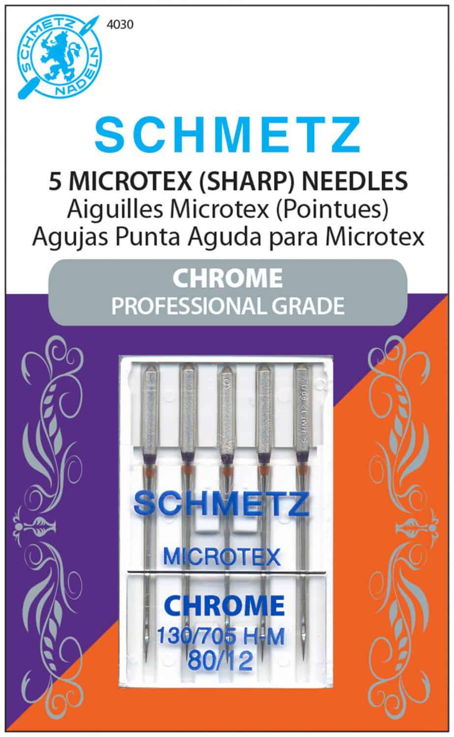 Schmetz Chrome Microtex Sharp Machine Needles 80/12 #4030