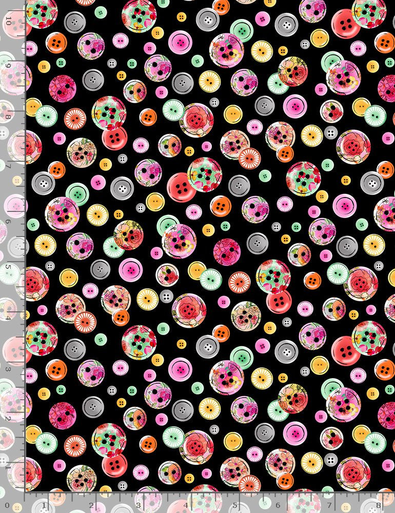 Sew Floral GAIL-C8936 BLACK Buttons