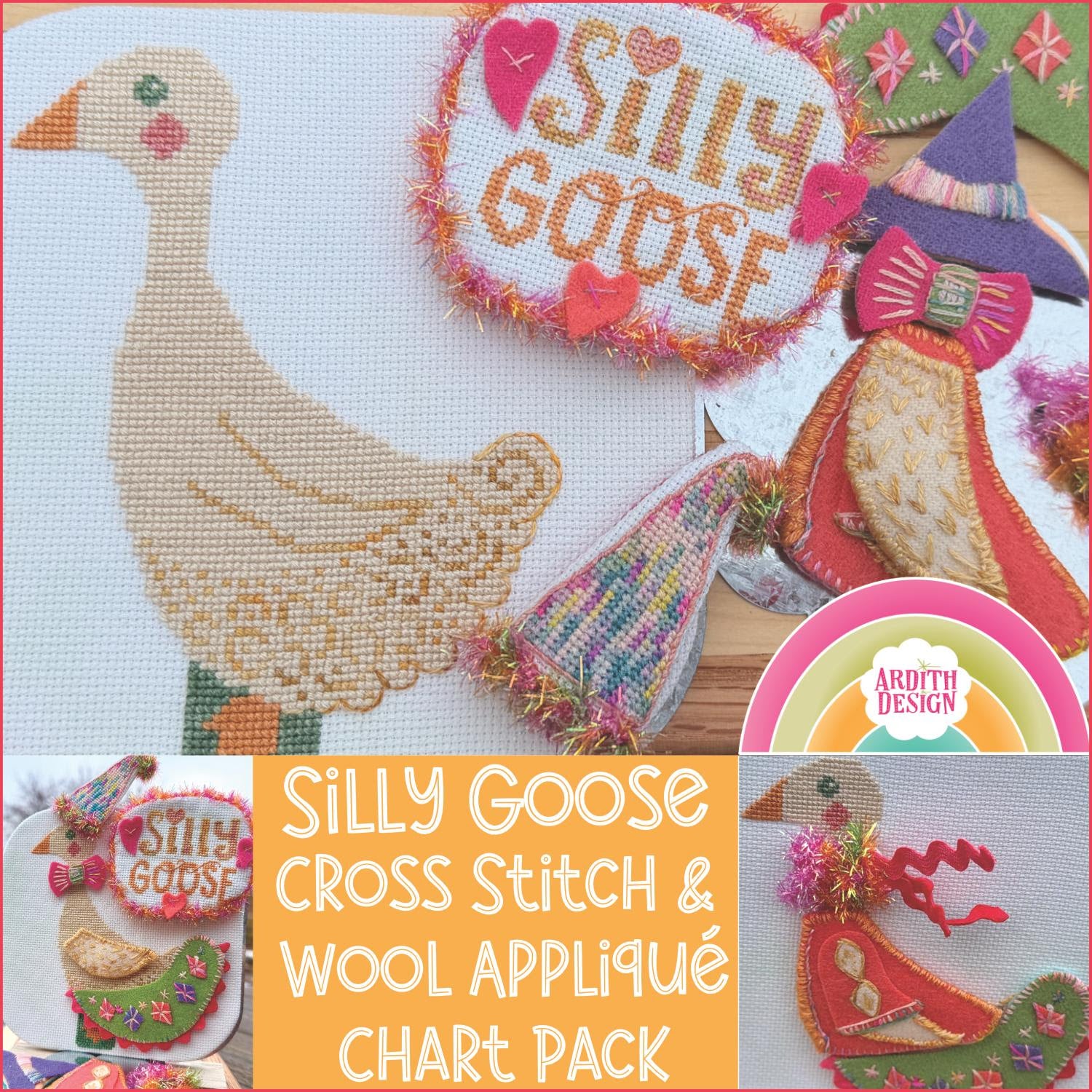 Silly Goose (chart + silk thread pack) | Ardith Design