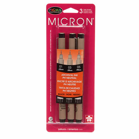 Pigma Pens - Set of 3 sizes - Black