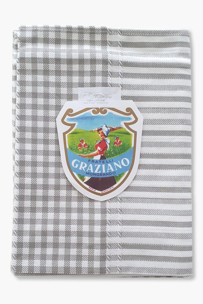 F.lli Graziano Serviette en coton Colonia – Nuance bouillie – Bande à carreaux