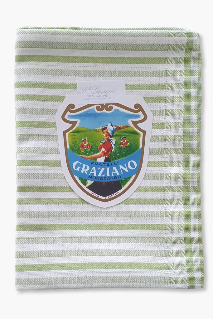 F.lli Graziano Colonia Cotton Towel – Green Shade – Checked Band