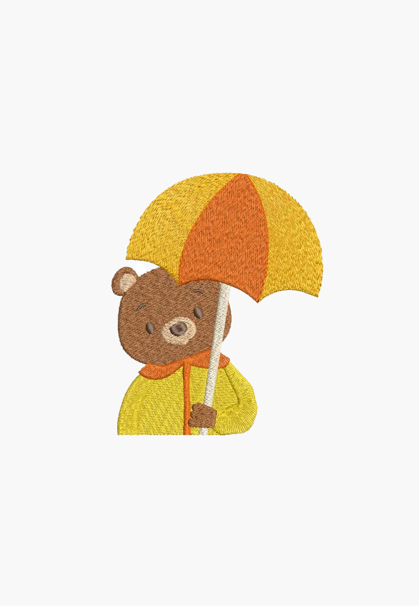 TEDDY BEAR WITH UMBRELLA – Machine Embroidery Design – Instant Download