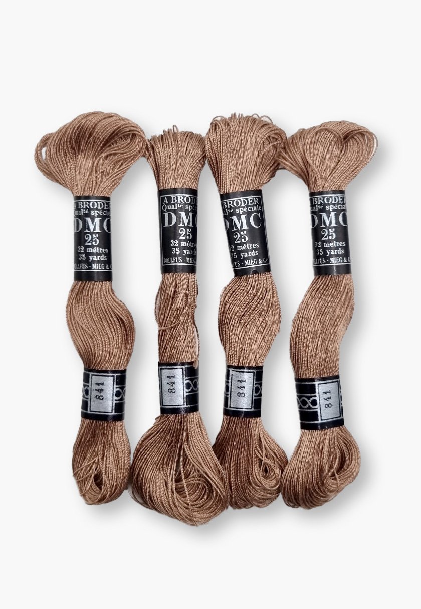 DMC À Broder 25 – Colour 841 – 4 Vintage Skeins – Dollfus Mieg & Cie