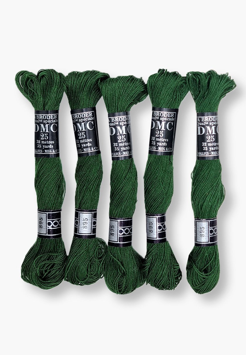 DMC À Broder 25 – Colour 895 – 5 Vintage Skeins – Dollfus Mieg & Cie