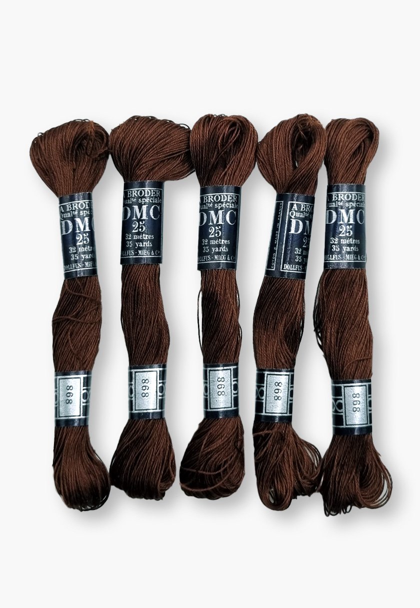 DMC À Broder 25 – Colour 898 – 5 Vintage Skeins – Dollfus Mieg & Cie