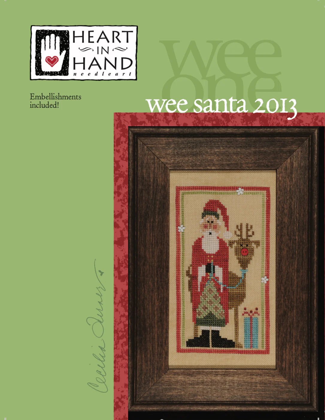 Wee Santa 2013 Cross Stitch Pattern Heart in Hand