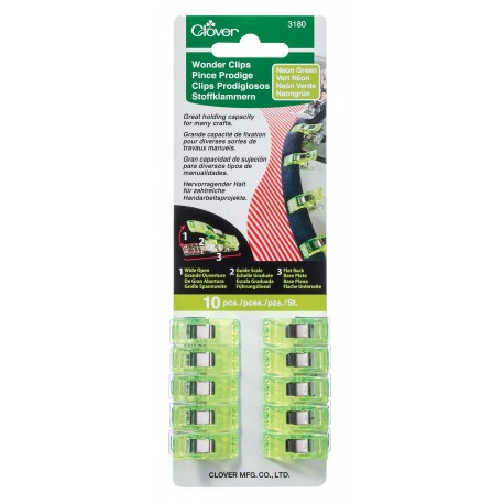 Wonder Clips ~ 10 Count Neon Green